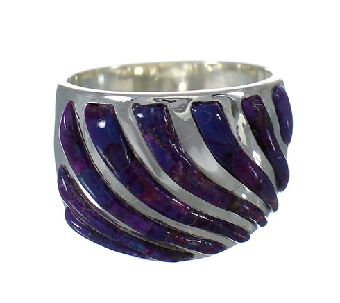 Magenta Turquoise Inlay Southwestern Genuine Sterling Silver Jewelry Ring Size 7-1/4 QX74455